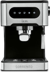 Izzy Αυτόματη Μηχανή Espresso Sorrento IZ-6014 20 bar Cold Brew Ημιαυτόματη για Αλεσμένο Καφέ Ασημί